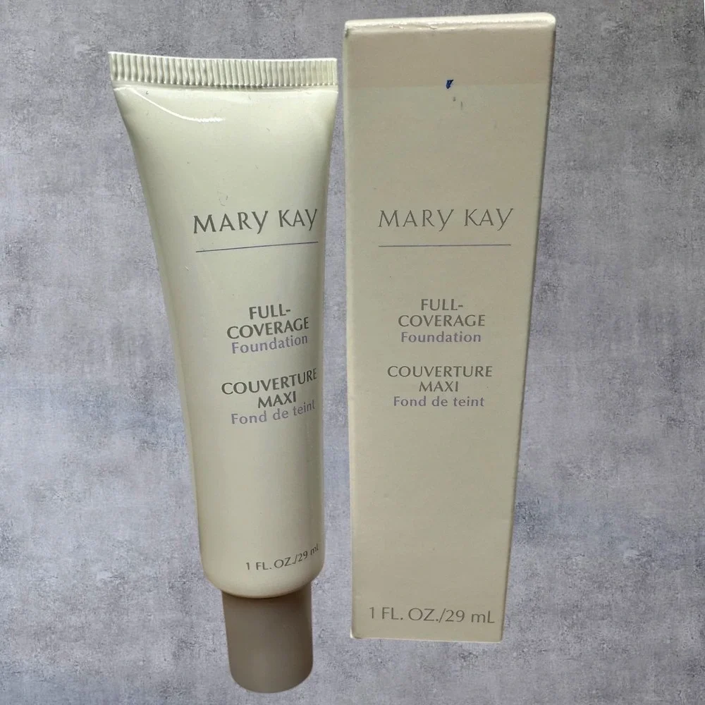 Mary Kay Full Coverage Foundation Ivory‎ 202 368500 1oz New - Gray Cap